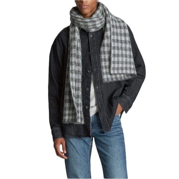 Everlane Accessories - EVERLANE Unisex Oversized Cozy Alpaca Wool Gray Checkered Scarf New Tags 84X16